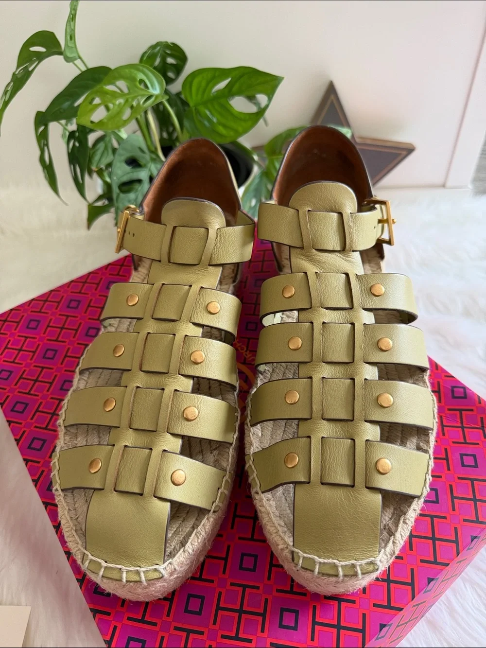 Tory Burch chartreuse leather